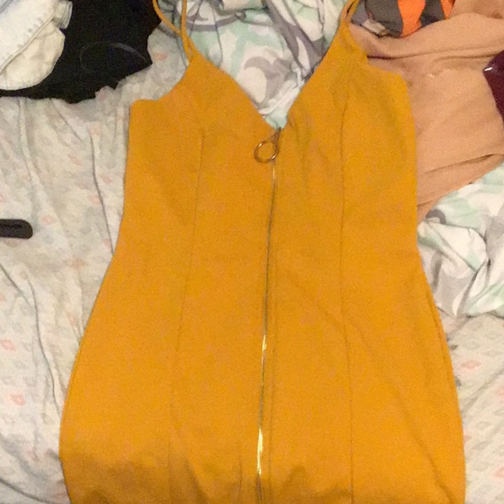 yellow zipper dress